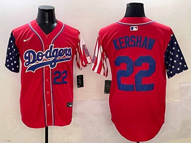Men Los Angeles Dodgers #22 Kershaw Red a generation of national flags Joint name 2025 Nike MLB Jersey style 4->los angeles dodgers->MLB Jersey